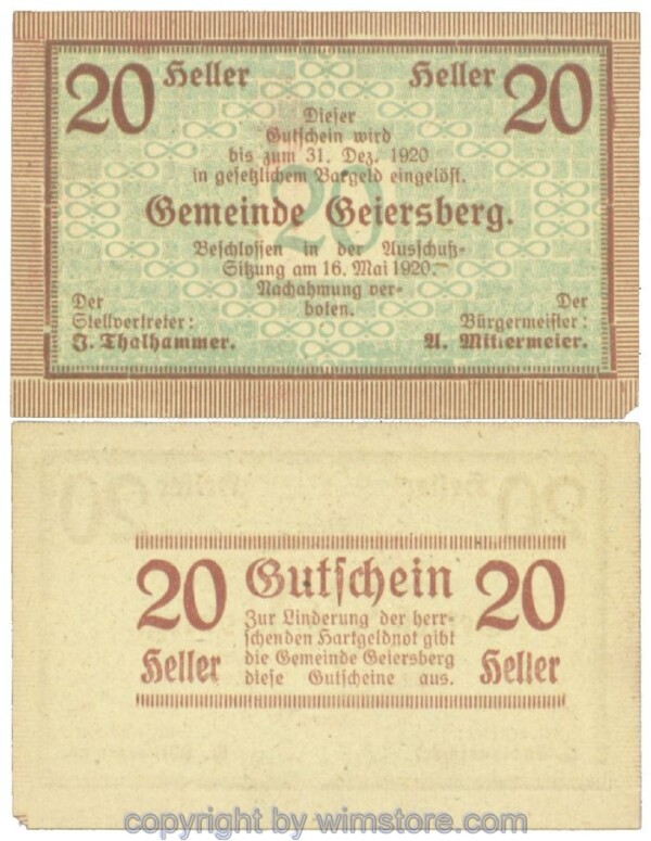 Geiersberg, J00227b1, 20 Heller; 1-
