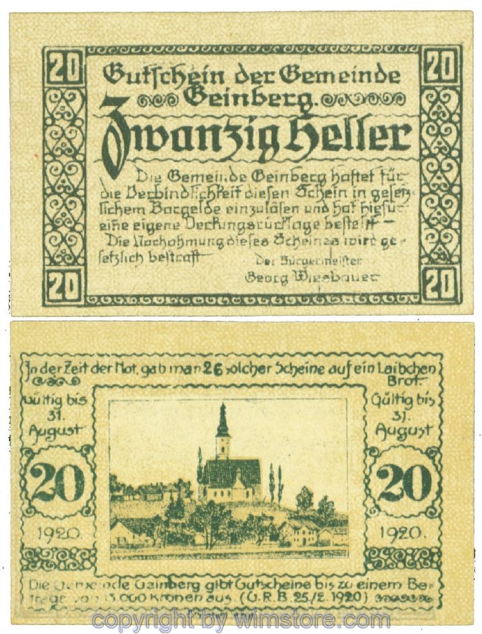 Geinberg, J00228a, 20 Heller; 1