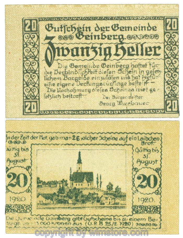 Geinberg, J00228a, 20 Heller; 1