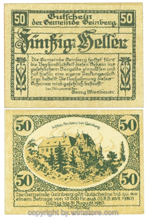Geinberg, J00228a, 50 Heller; 1
