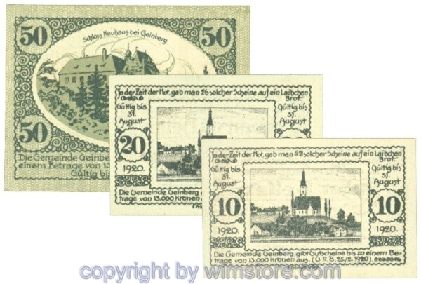 Geinberg, J00228e, Serie 10, 20, 50 Heller; 1