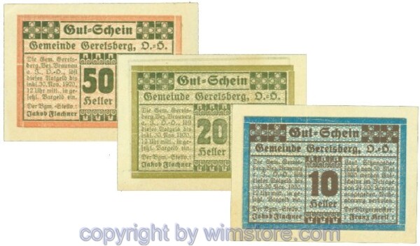 sn104376 Geretsberg, J00231a, Serie 10, 20, 50 Heller; 1