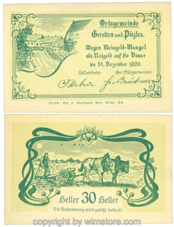 Gerotten u. Pötzles, J00233b, 30 Heller; 1