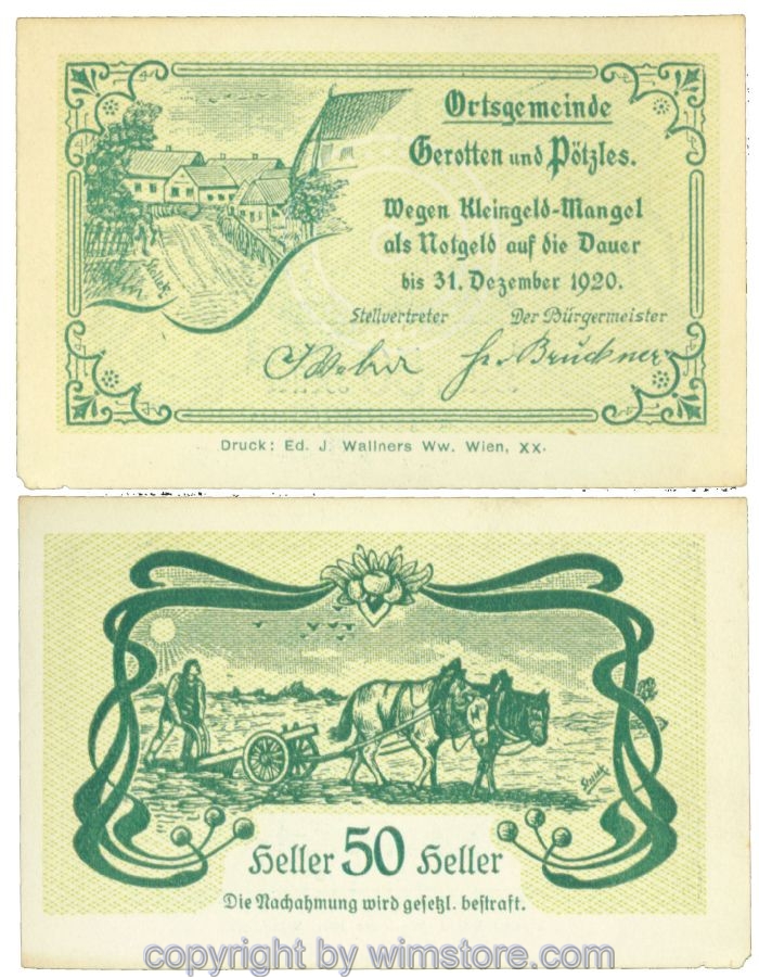 Gerotten u. Pötzles, J00233c, 50 Heller; 1