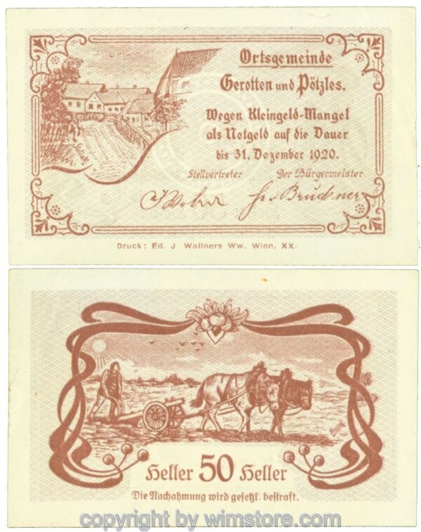 Gerotten u. Pötzles, J00233e, 50 Heller; 1-