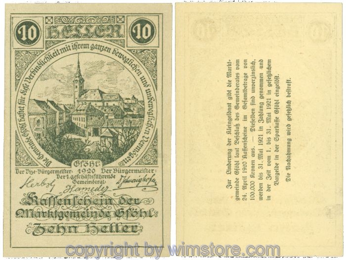 sn104407 Gföhl, J00234N16, 10 Heller; 1