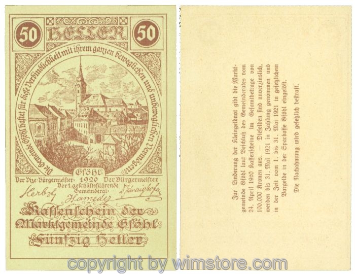 sn104409 Gföhl, J00234N18, 50 Heller; 1