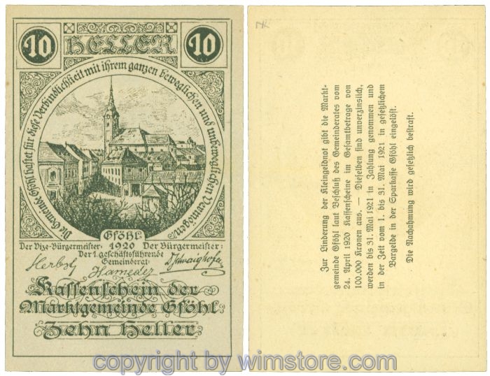 sn104410 Gföhl, J00234N19, 10 Heller; 1