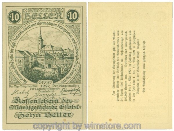 sn104416 Gföhl, J00234N28, 10 Heller; 1
