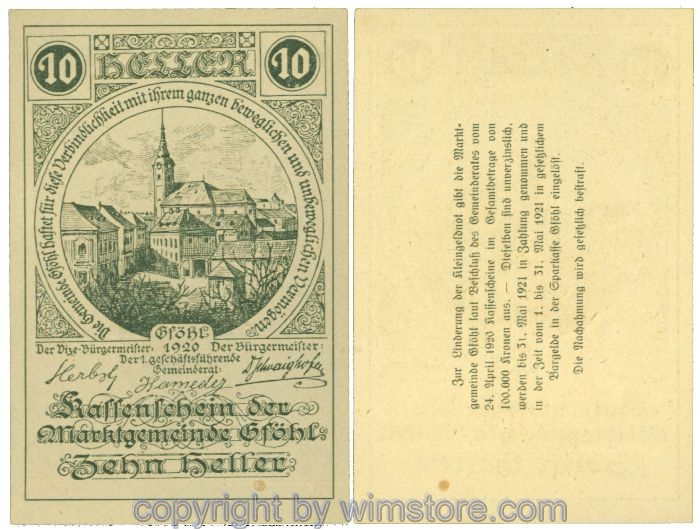 sn104416 Gföhl, J00234N28, 10 Heller; 1