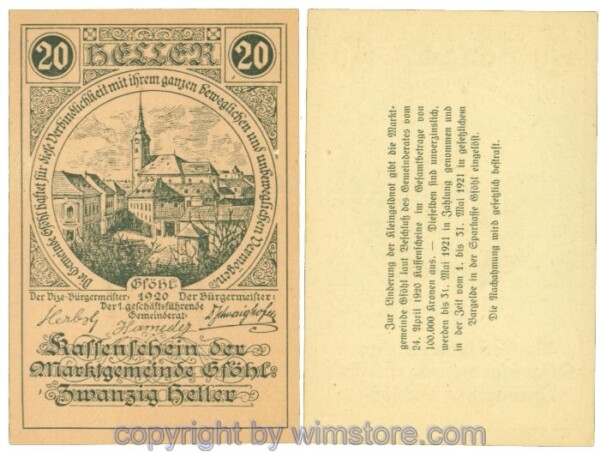 Gföhl, J00234N32, 20 Heller; 1