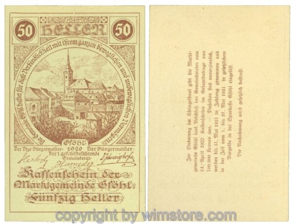 sn104421 Gföhl, J00234N42, 50 Heller; 1