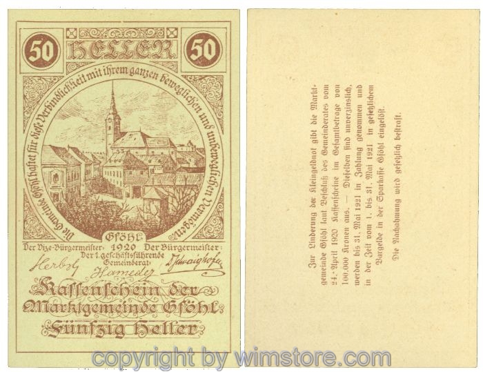 sn104421 Gföhl, J00234N42, 50 Heller; 1