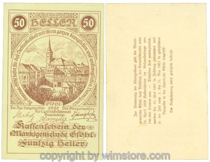 sn104423 Gföhl, J00234N45, 50 Heller; 1