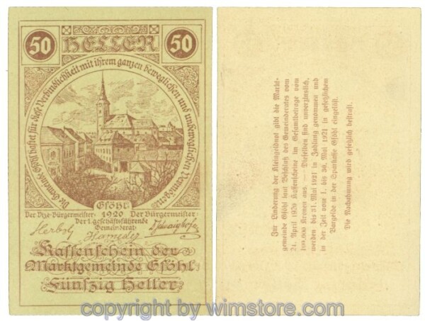 sn104429 Gföhl, J00234N54, 50 Heller; 1