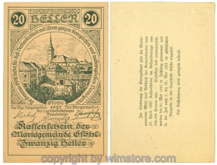 sn104431 Gföhl, J00234N56, 20 Heller; 1