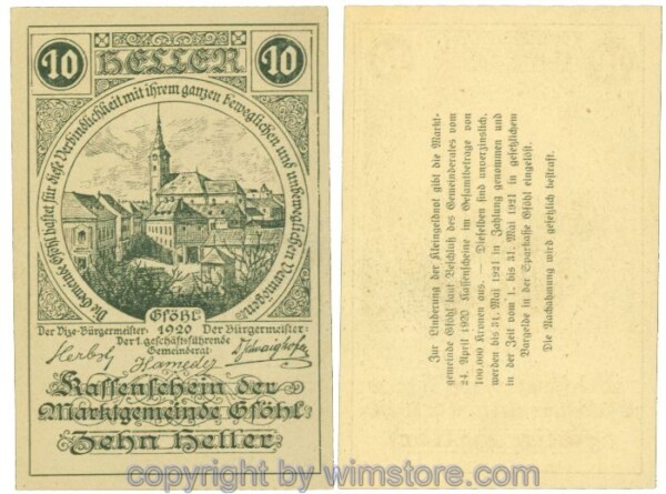 Gföhl, J00234N58, 10 Heller; 1-