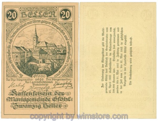 sn104433 Gföhl, J00234N59, 20 Heller; 1