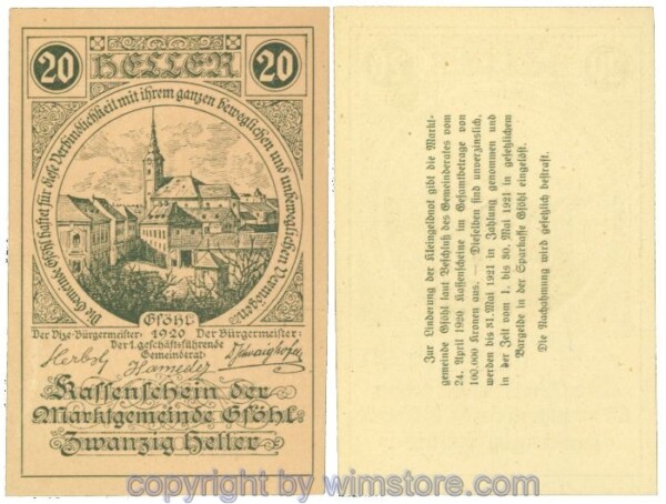 Gföhl, J00234N68, 20 Heller; 1