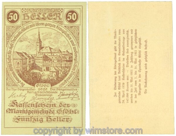 sn104437 Gföhl, J00234N72, 50 Heller; 1