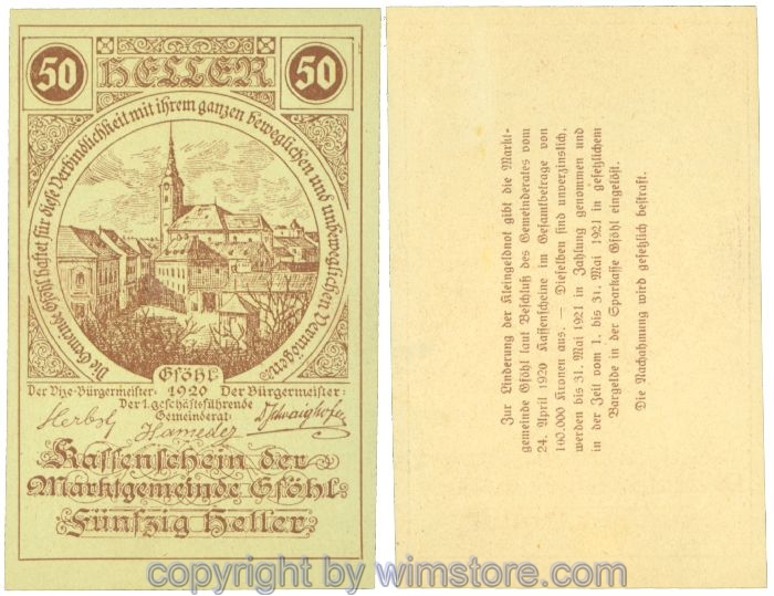 sn104437 Gföhl, J00234N72, 50 Heller; 1