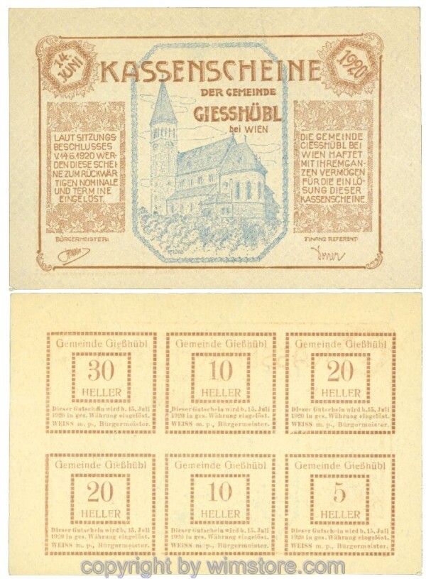Giesshübl, J00235a9, Kassenschein; 1-