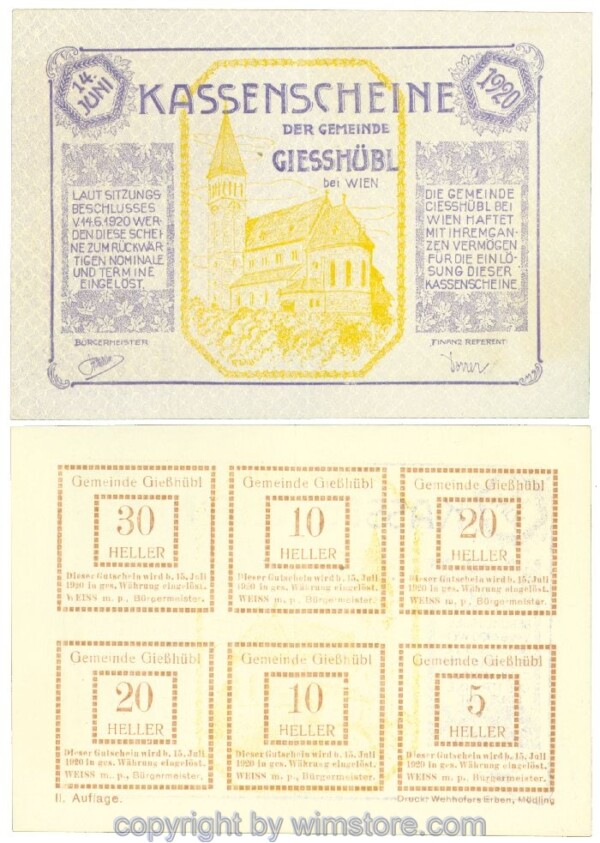 Giesshübl, J00235b12, Kassenschein; 2