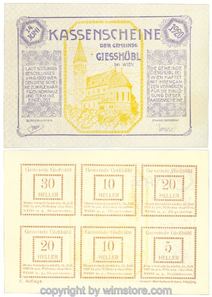 Giesshübl, J00235b12, Kassenschein; 2
