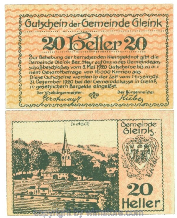 Gleink, J00237e, 20 Heller; 1