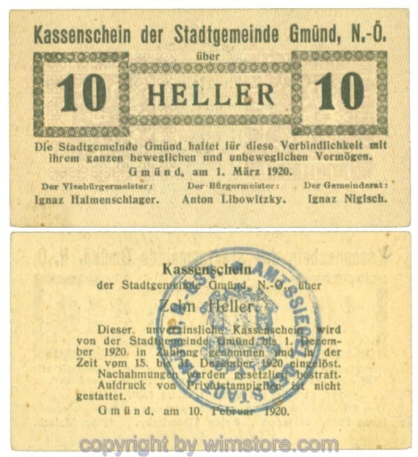 Gmünd, J00239a4, 10 Heller; 1