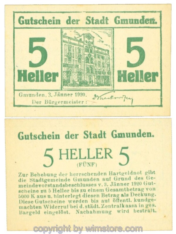 Gmunden, J00240I, 5 Heller; 1
