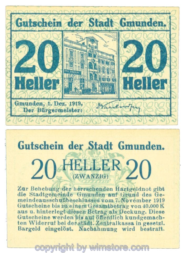 Gmunden, J00240I, 20 Heller; 1