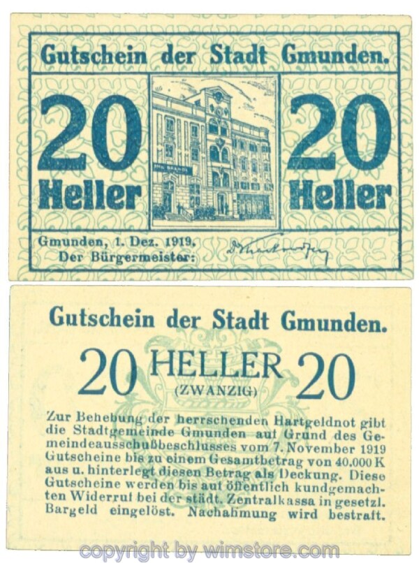 Gmunden, J00240I, 20 Heller; 1