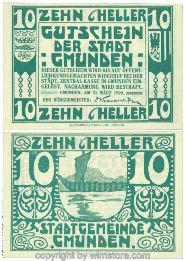 Gmunden, J00240IIa, 10 Heller; 1