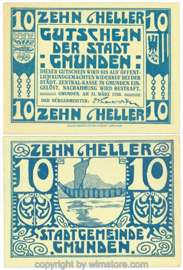 Gmunden, J00240IIb, 10 Heller; 1