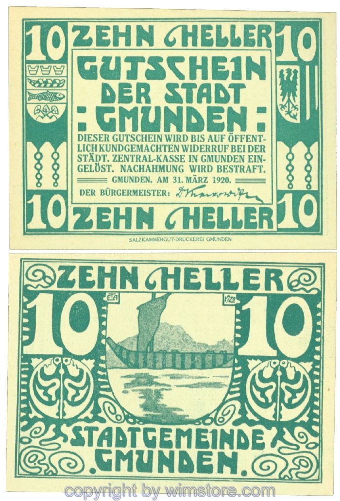 Gmunden, J00240IId, 10 Heller; 1
