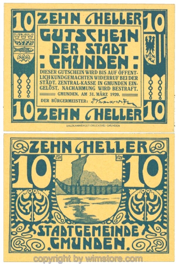 Gmunden, J00240IIf, 20 Heller; 1