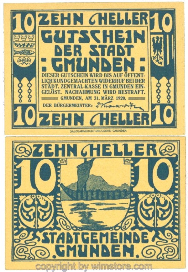 Gmunden, J00240IIf, 20 Heller; 1