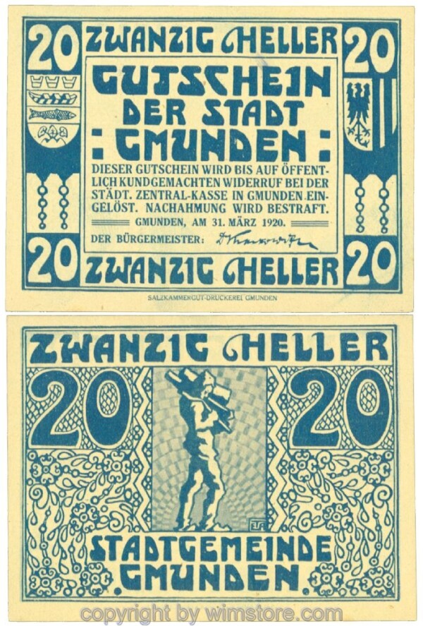 Gmunden, J00240IIg, 20 Heller; 2