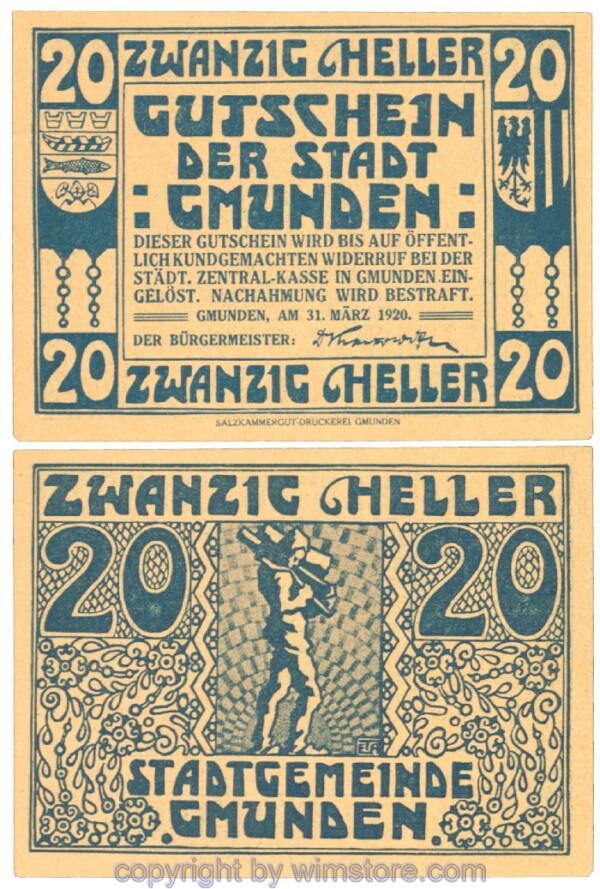 Gmunden, J00240IIi, 20 Heller; 1