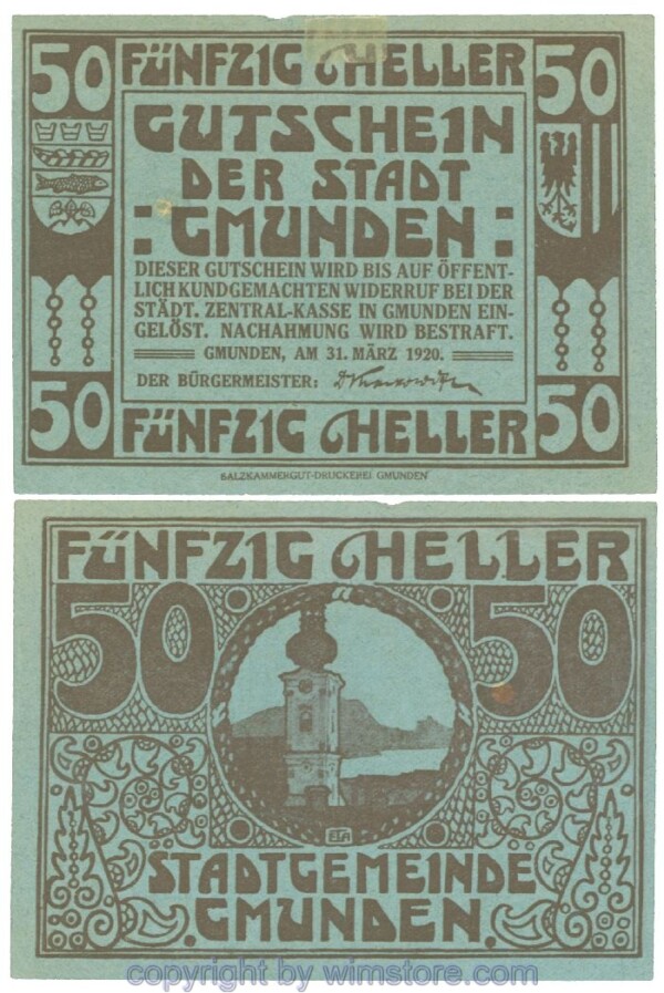 Gmunden, J00240IIk, 50 Heller; 1-2