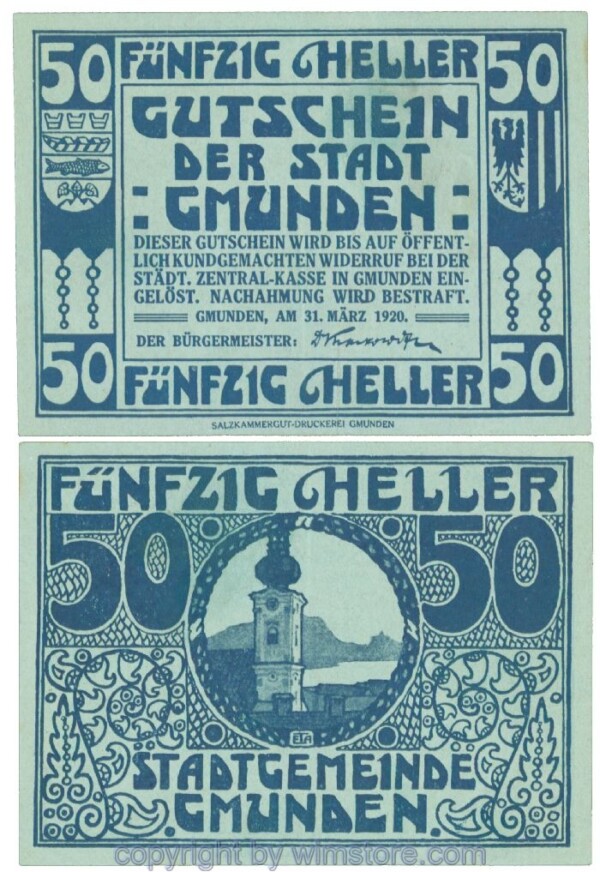 Gmunden, J00240IIm, 50 Heller; 1-