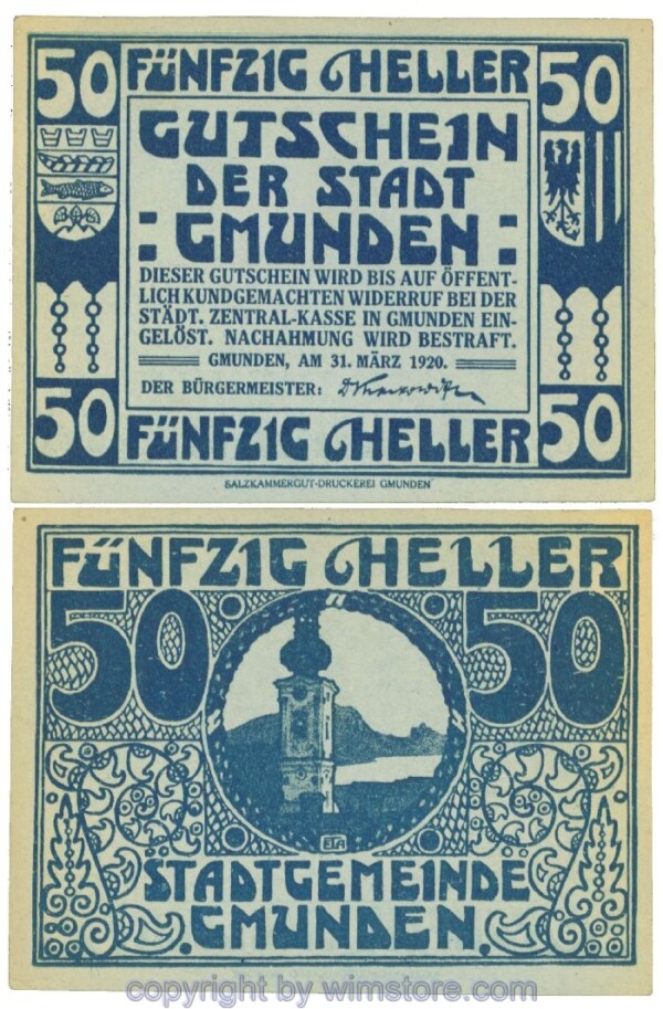 Gmunden, J00240IIo, 50 Heller; 1-