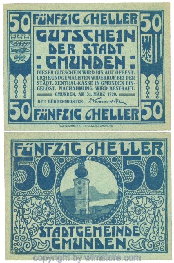 Gmunden, J00240IIp, 50 Heller; 1-