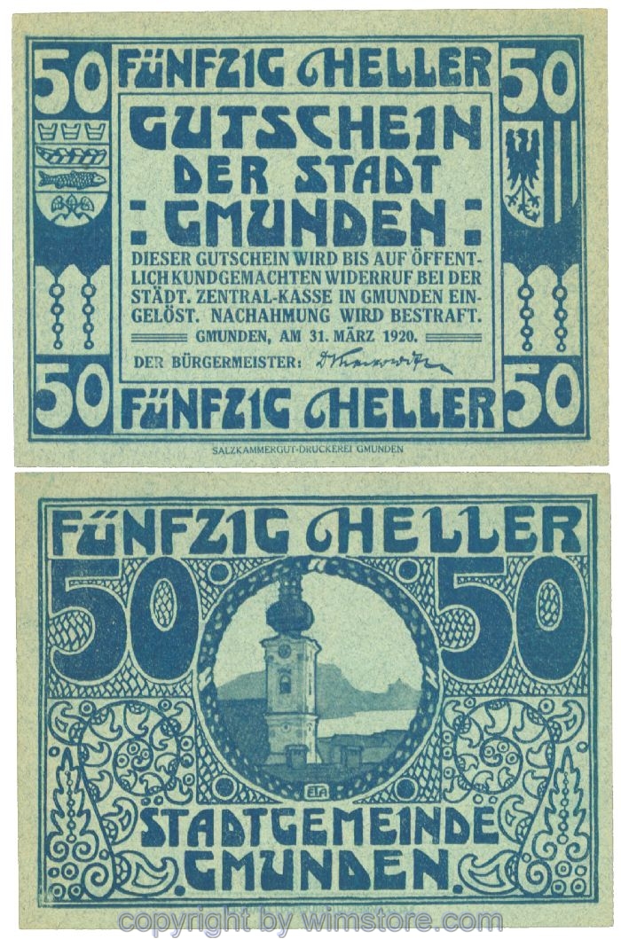 Gmunden, J00240IIp, 50 Heller; 1-