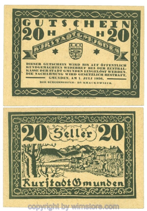 Gmunden, J00240III, 20 Heller; 1-