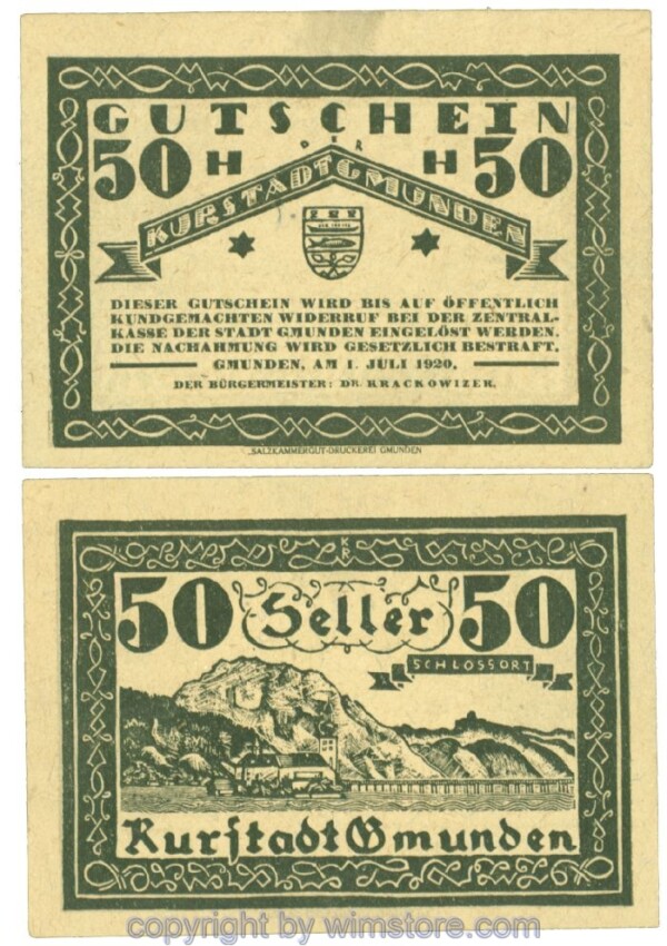 Gmunden, J00240III, 50 Heller; 1-