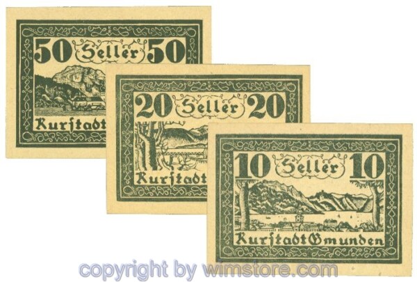 Gmunden, J00240III, Serie 10, 20, 50 Heller; 1