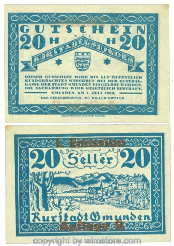 Gmunden, J00240SIb, 20 Heller; 1