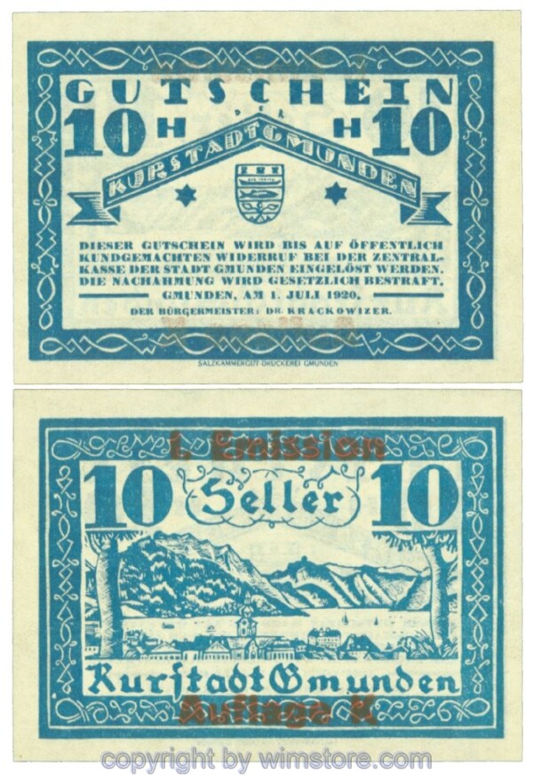 Gmunden, J00240SIb, 10 Heller; 1